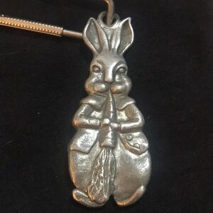 VINTAGE Pewter Jack Rabbit Keychain